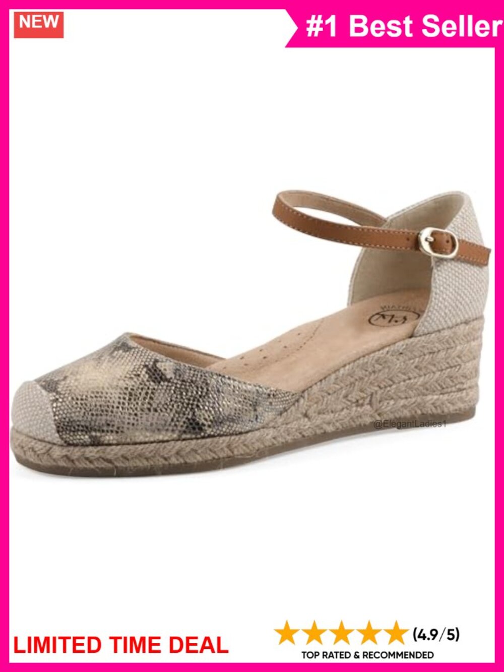 Women's Espadrille Wedge Sandal Mini Heel Adjustable Strap Cushioned Insole